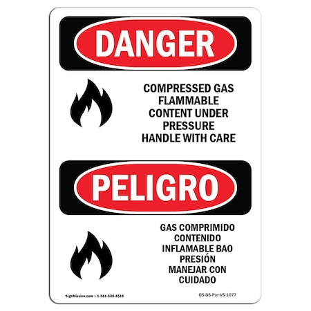 Signmission Safety Sign, OSHA, 14" Height, Rigid Plastic, Compressed Gas Flammable Content Spanish OS-DS-P-1014-VS-1077